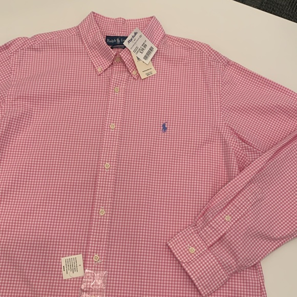 Ralph Lauren Custom Fit Pink & White Button Down, XL, NWT - Picture 6 of 10
